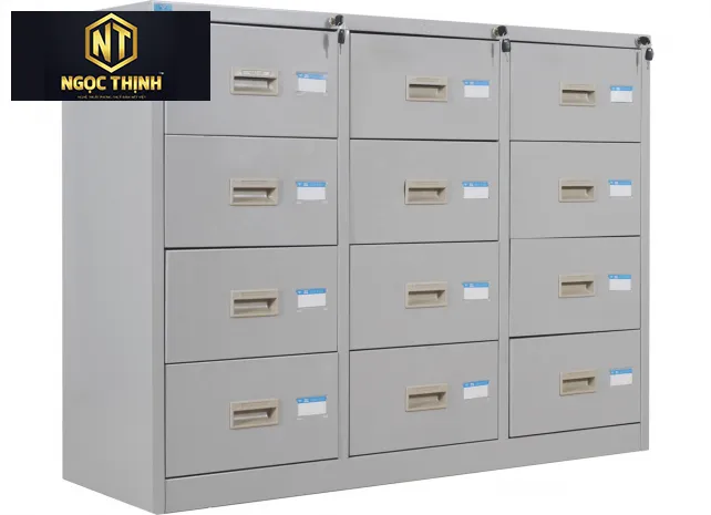 Tủ sắt sơn tĩnh điện gồm 3 khoang TU118-12D Tủ sắt sơn tĩnh điện gồm 3 khoang TU118-12D